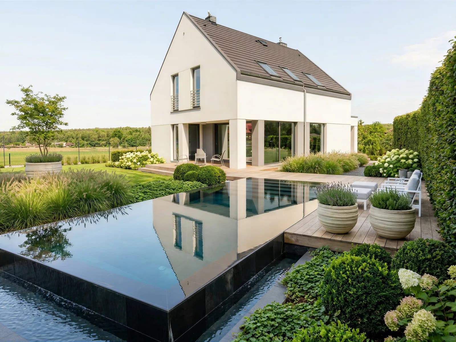 Photorealistic overall rendering of the redesigned garden